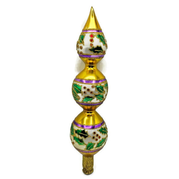 Christopher Radko Holly Ribbons Finial Christmas Holiday Tree Topper 91-153-2 - Picture 1 of 9